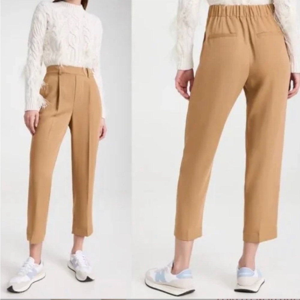 Vince Pull On Elastic Waist Faux Closure High Waist Semi-Satin Camel Pants